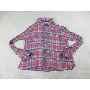 Abercrombie & Fitch Shirt Womens Medium Pink Plaid Cropped Long Sleeve Ladies‎